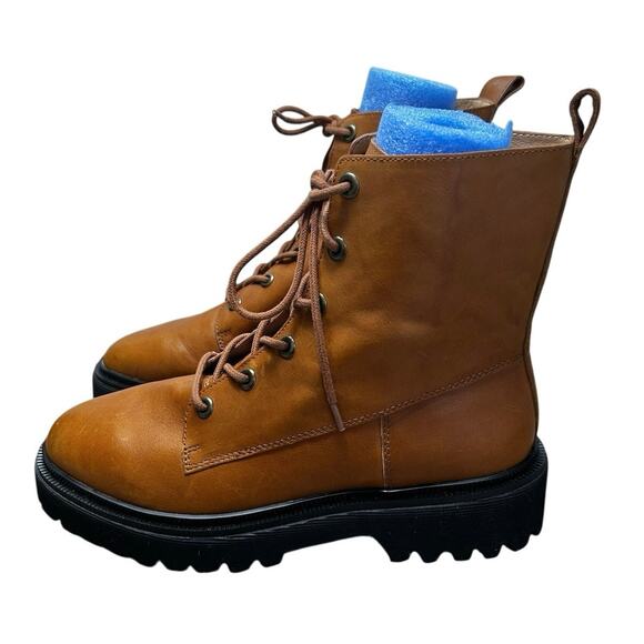 Madewell The Rayna Lace Up Boot Leather Combat English Saddle SZ 11 $198 - Picture 9 of 13